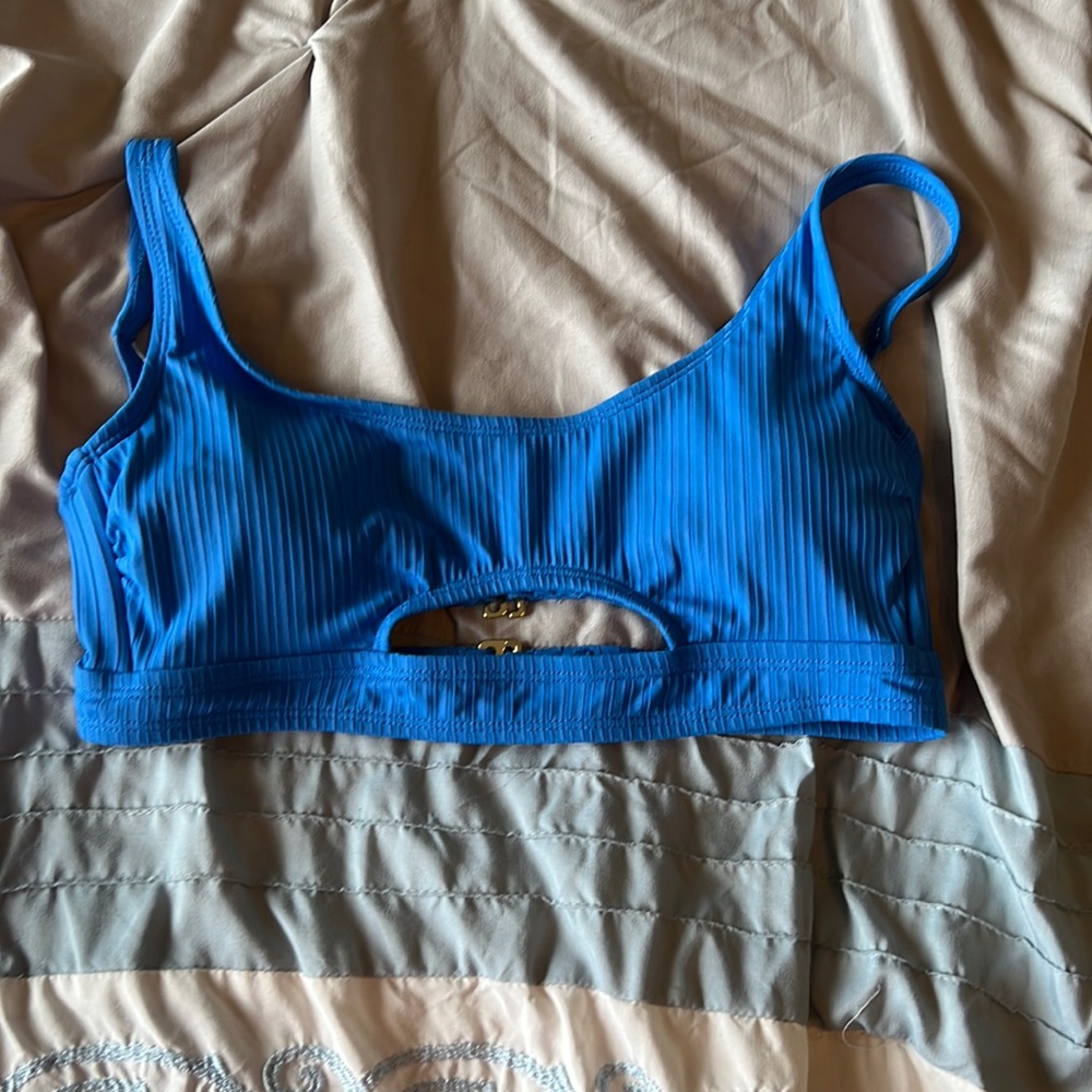 Blue cutout bikini top